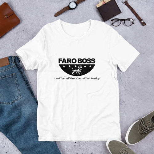 Faroboss Half logo: Lead Yourself First - Short Sleeve Unisex T-Shirt