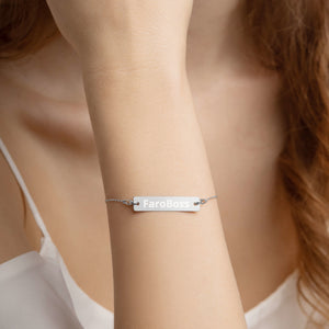 FaroBoss Lady - Engraved Silver Bar Chain Bracelet