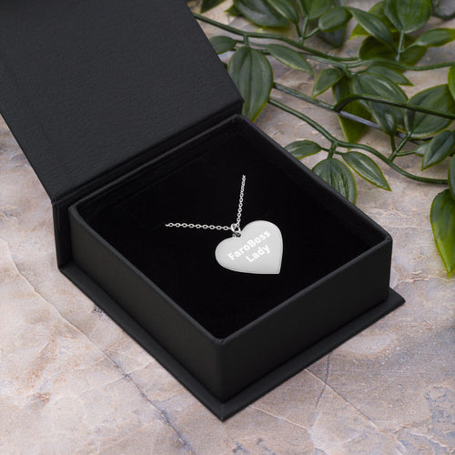 FaroBoss Lady - Engraved Silver Heart Necklace