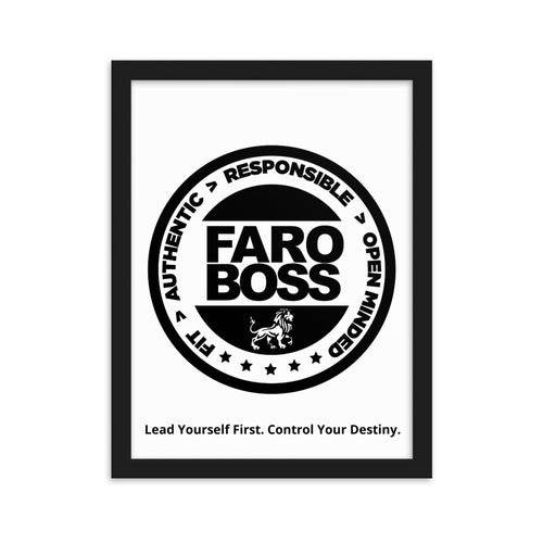 Faroboss full logo: Lead Yourself First - Framed matte paper poster