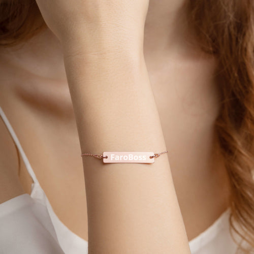 FaroBoss Lady - Engraved Silver Bar Chain Bracelet